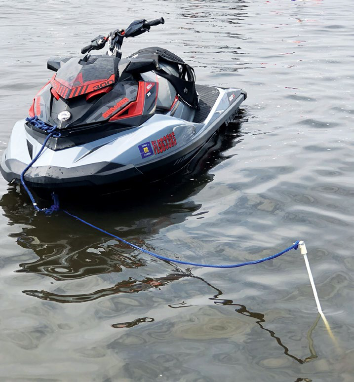 Anchor attached to jetski