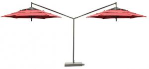Red cantilever umbrellas