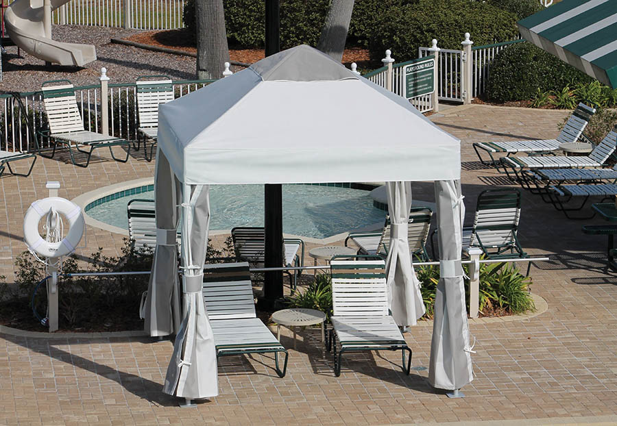 Grey Pavilion by pool