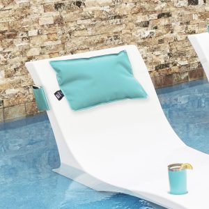 Aqua pillow on chaise